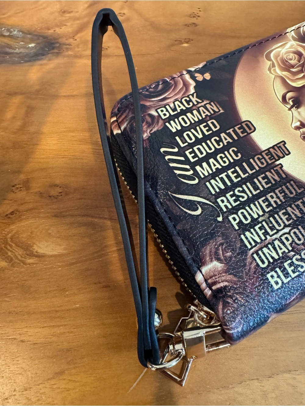 Black & Gold Women’s Inspirational Wristlet NWOT - Picture 6 of 8